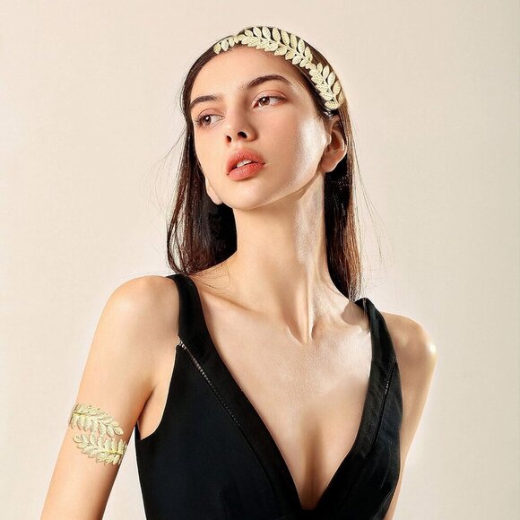 Greek Goddess Headband Arm Cuff Jewelry Set for Women Bridal Party main image 6